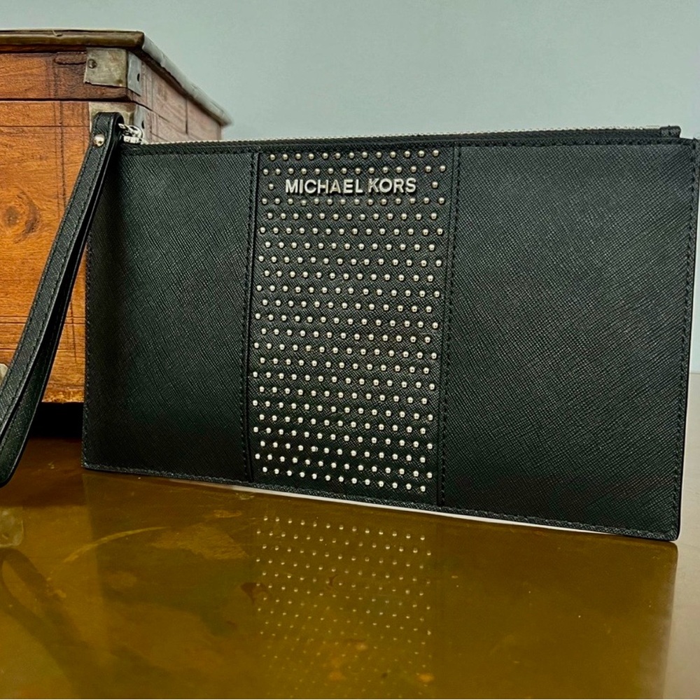 MICHAEL Michael Kors Black Studded Wristlet